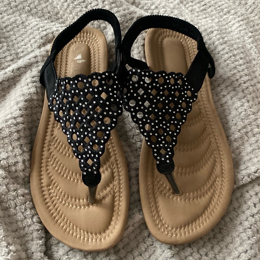Ashley Blue Sandals, Size 10, Brown & Black